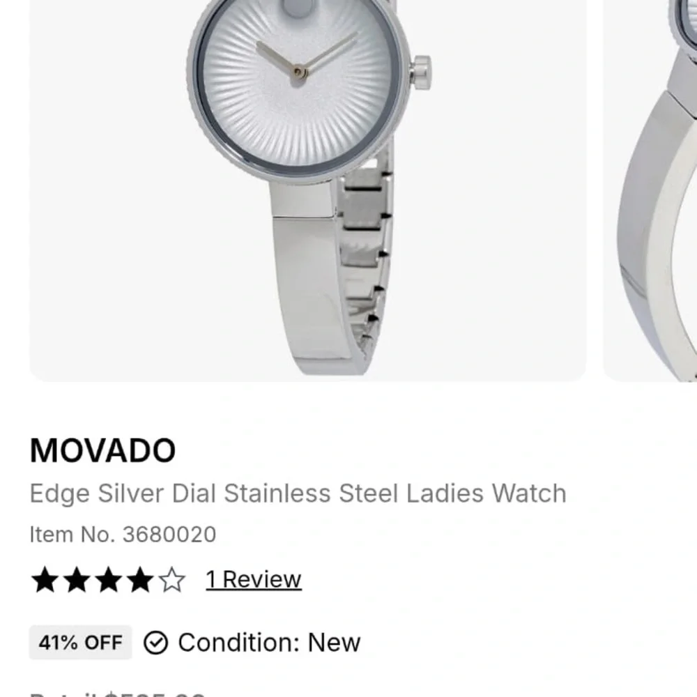 Movado Edge 28mm Swiss Made Women's Bracelet Watch Box and Papers